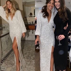 Retrofete Camille Sequin Dress Maxi Gown Wedding Bridal Event New With Tag L